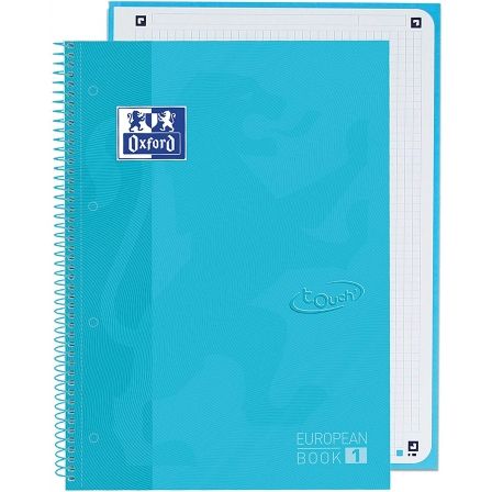 Oxford Cuaderno con Espiral Cuadriculado European Book 1 Touch A4+ 80 Hojas Azul Agua